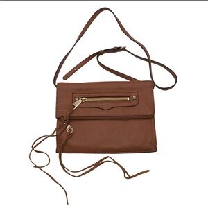 Rebecca Minkoff Brown Crossbody Bag with Gold Zippers